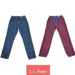 L.L. Bean Blue and Red Plaid Women Jeans